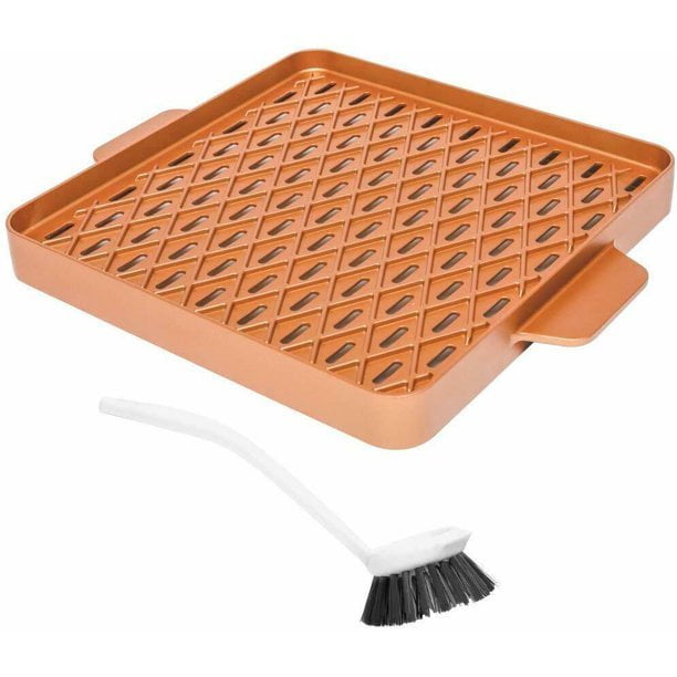 Copper Chef Non-Stick Grill Pan Topper with Cleaning Brush and Recipe Book