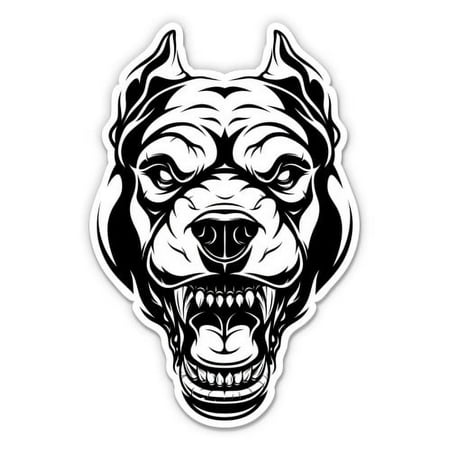 Angry Pitbull Fierce - 3" Vinyl Sticker - For Car Laptop Water Bottle Phone - Waterproof Decal