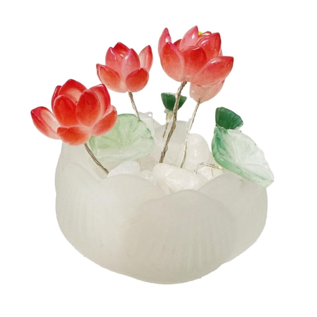 Luz de noche de loto con flor DIY, decoración minimalista hecha a mano para aniversario, regalo de cumpleaños para niñas, lámpara de mesita de noche, Yinane Luz de bricolaje