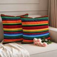 thumbnail image 2 of Mexico Striped Outdoor Waterproof Pillow Covers, Red Blue Green Rainbow Colored Stripes Decorative Square Throw Pillowcase Sofa Cushion Sham for Patio/Couch/Chair, 26"x26" 2 Pack, 2 of 8