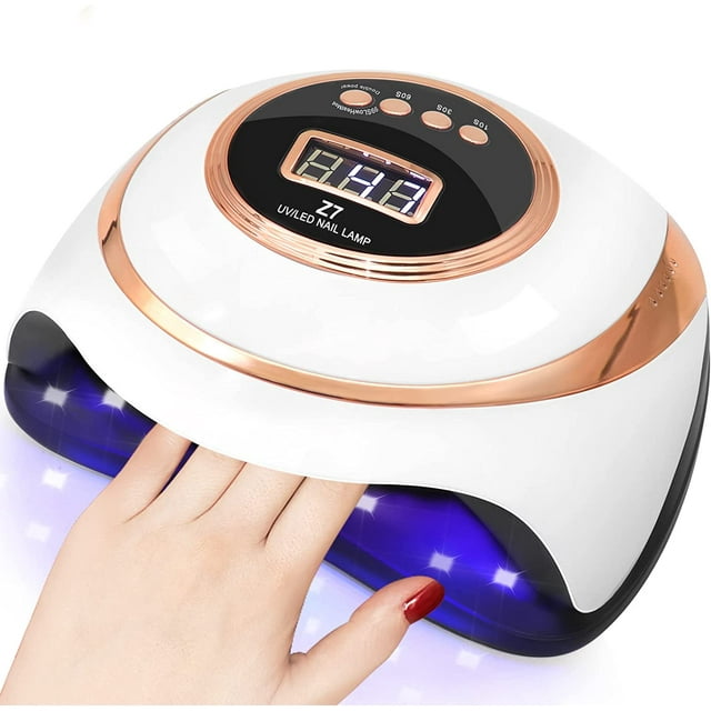 Lámpara de uñas de gel UV, secador de uñas profesional de 180 W con 4 temporizadores 10/30/60/99 s, base desmontable, pantalla LCD, con sensor automático, máquina de uñas LED UV para