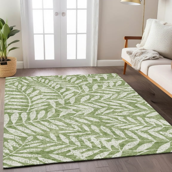 Addison Rugs Chantille Indoor/Outdoor Transitional Floral Green Washable Rectangle Rug, 10' x 14'