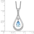 thumbnail image 2 of 925 Sterling Silver Polished Spring-Ring March Cubic Zirconia Necklace 18 Inch Pendant Necklace for Women, 2 of 2