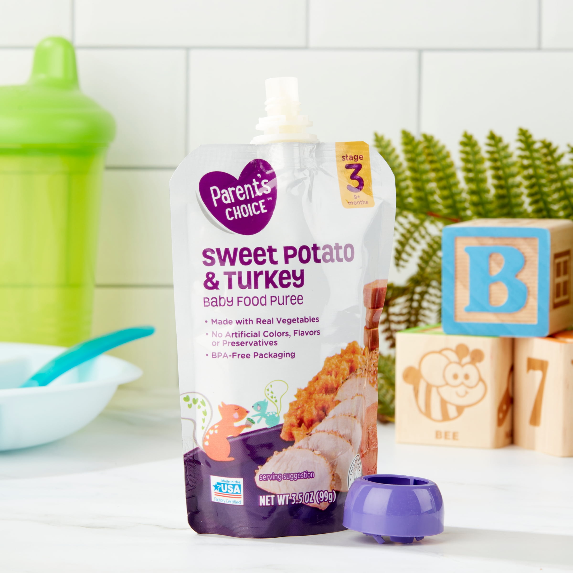 Parent's Choice Stage 3 Baby Food, Sweet Potato & Turkey, 3.5 oz Pouch
