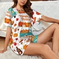 thumbnail image 4 of Fotbe Fall Pumpkins Print Pajama Set for Women 2 Piece Loungewear Short Sleeve Tops and Shorts Set Soft Sleepwear-Large, 4 of 7