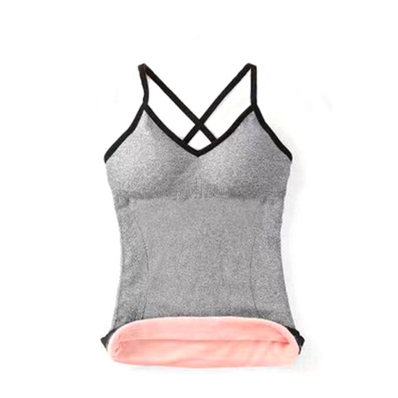 Minnieouse Ropa interior térmica transpirable para mujer, chaleco sencillo con almohadilla para el pecho, camisola suave, chalecos cálidos con Ropa interior Gris