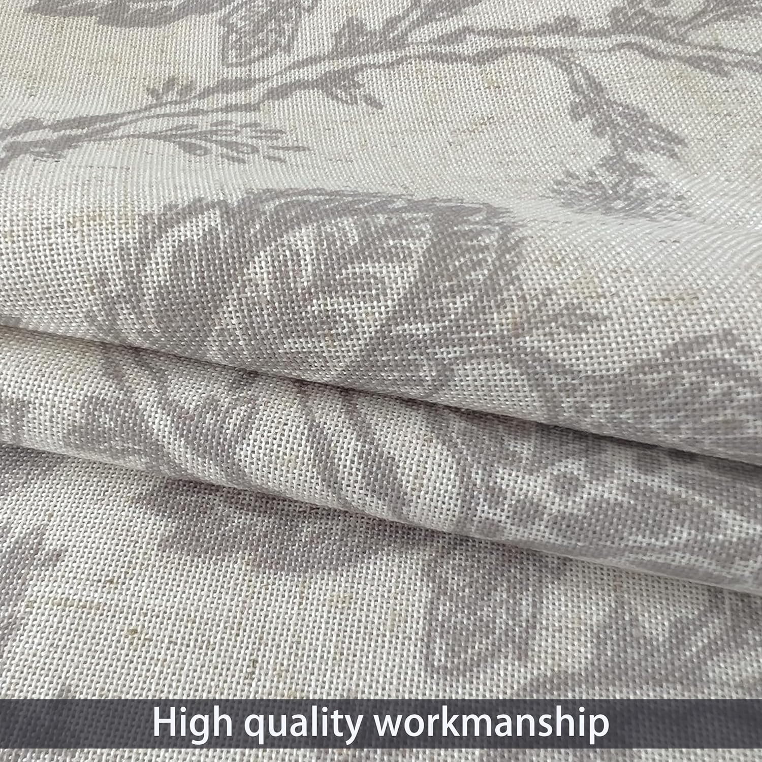 DriftAway Freda Jacobean Floral Linen Blend Blackout Thermal Insulated Energy Saving Privacy Window Curtain Valance Rod Pocket 2 Layers Single 18"L x 52"W plus 2" Header Gray Beige