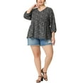 thumbnail image 2 of NOMADIC NOOK Women's Plus Size Babydoll Floral 3/4 Sleeve Peplum Hem Casual Blouses, 2 of 6