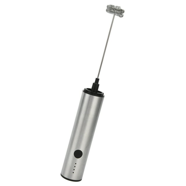 Milk Mixer, Stainless Steel LED Power Display Milk Blender USB Charging Handheld for Kitchen for Restaurant
