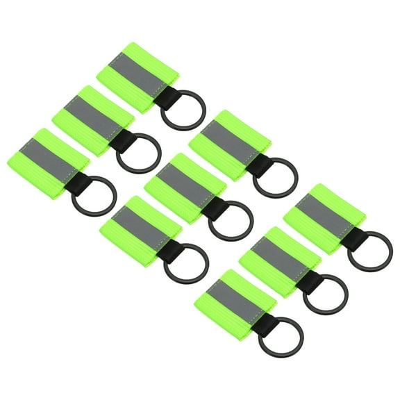 Uxcell Reflective Keychain Tags, Reflective Zipper Pulls Nylon Keychain High Visibility Reflectors Tags Fluorescent Green