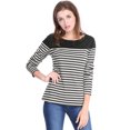 thumbnail image 1 of INSPIRE CHIC Junior's Contrast Color Long Sleeve Striped T-Shirt, 1 of 6