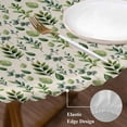 thumbnail image 3 of Green Leaves Round Tablecloth, Fitted Table Cover with Elastic for 55"-60" Round Tables, Pastoral Rustic Botanical Plant Beige Table Cloth Outdoor Indoor Dinning Party Waterproof Tablecloths, 3 of 7
