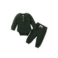 thumbnail image 2 of Musuos Baby Boy Girl Fall Outfits, 3 6 12 18 24M Long Sleeve Round Neck Button Sweater Knitting Romper + Casual Trousers Set, 2 of 10