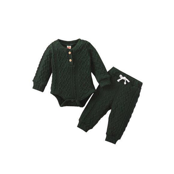 ITFABS Bébé Fille Col Rond Bouton Fronceur Tops Tricot Pantalons Décontractés
