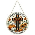 thumbnail image 6 of Fall for Jes He Never Leaves Sign for Home Decorations, 7.8" Religious Cross Pumpkin Fall Decor Sign Farmhouse Wreaths, for Front Door Christian Jesus Hanger Sign for Autumn Thanksgiving, 6 of 6