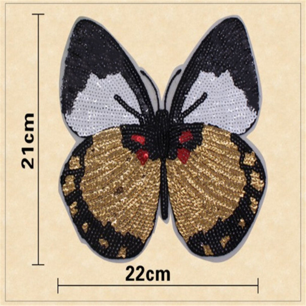SEQUINED BUTTERFLY  1 12 X 1 18 iron on patch applique