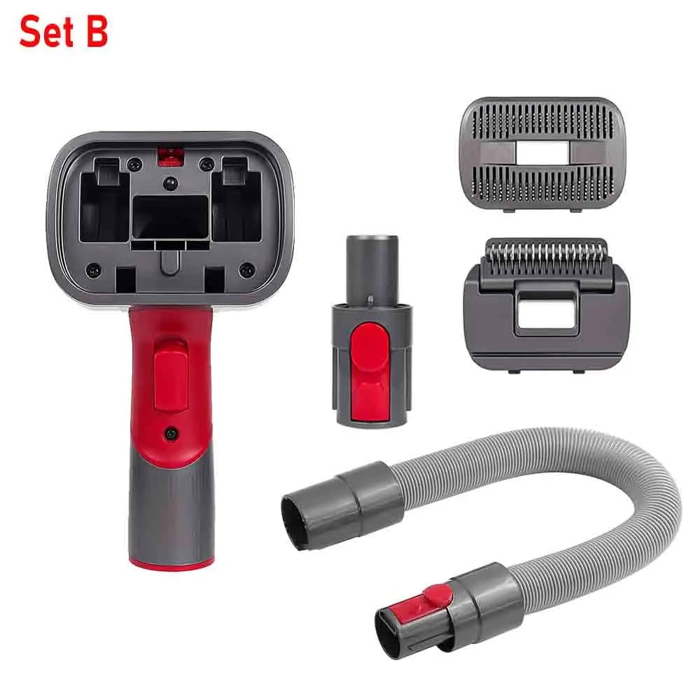 SET B Pet Grooming Kit for Dy*son Vacuum V7 V8 V10 V11 V12 V15, Pet Grooming Deshedding Knotting Brush Attachment for Dogs Cats etc, grey red