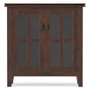 Simpli Home Artisan 30W Low Storage Cabinet with 2 Glass Doors