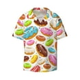 thumbnail image 2 of Lsque Color Donut print Men's Cuban Collar Short Sleeve Shirt Summer Beachwear Casual Button Down Fashionable Vacation Leisure Shirt-Large, 2 of 7