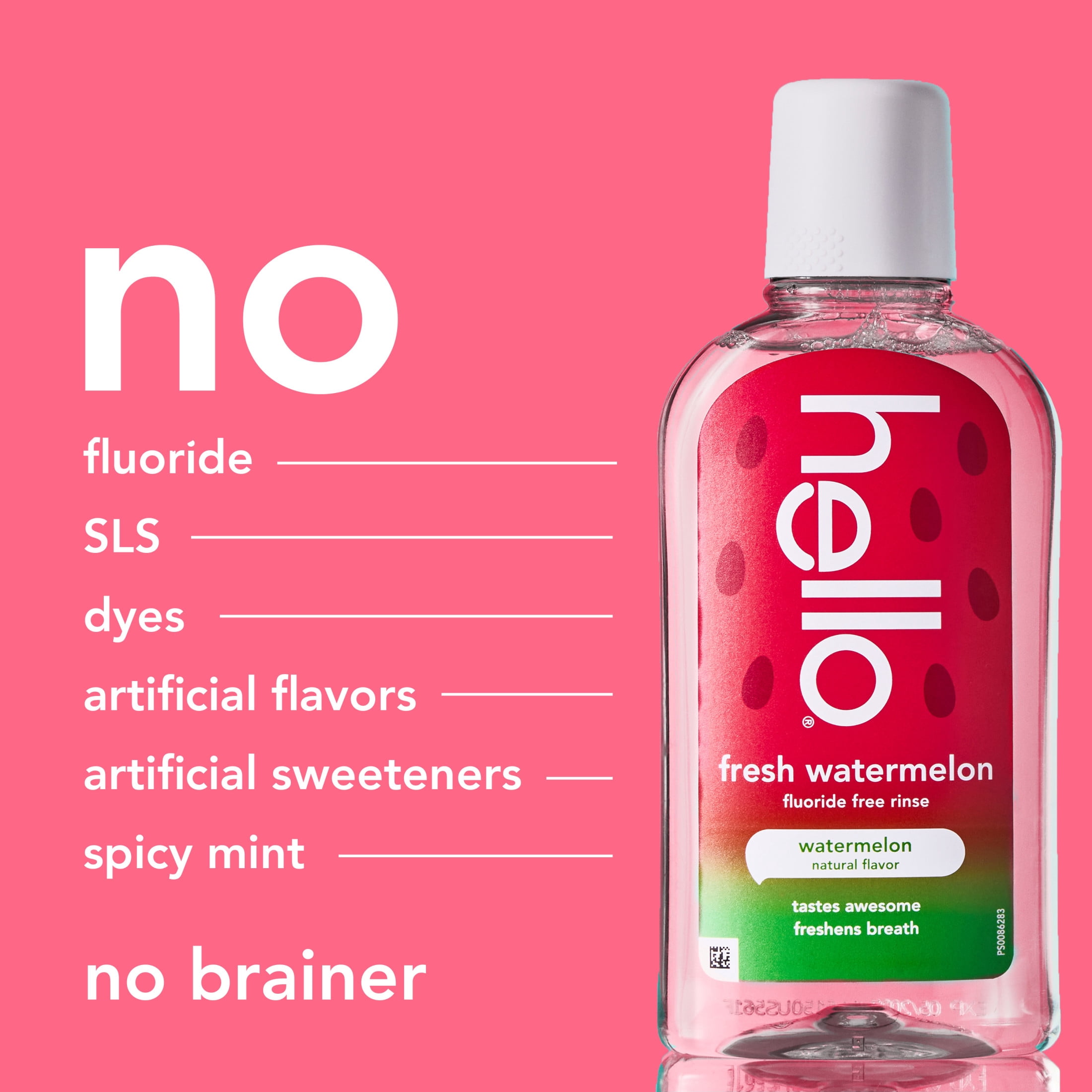 hello Fresh Watermelon Kids Mouthwash, Fluoride Free, 17.6 fl oz