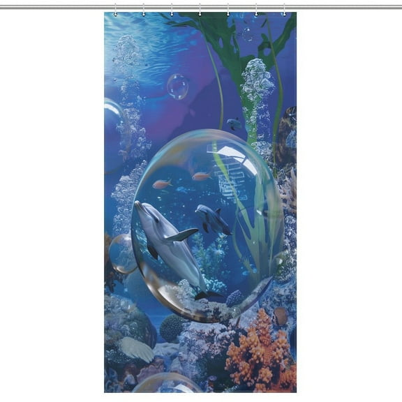 Marvels of The Sea Waterproof Polyester Quick-Drying Shower Curtain for Bathroom with 12 Hooks