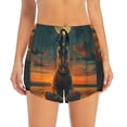 thumbnail image 2 of Rateoe Sunset Prairie Meditating Horse Printed 2 in 1 Women's Workout Shorts for Athletic Gym Running Shorts with Phone Pockets-Large, 2 of 7