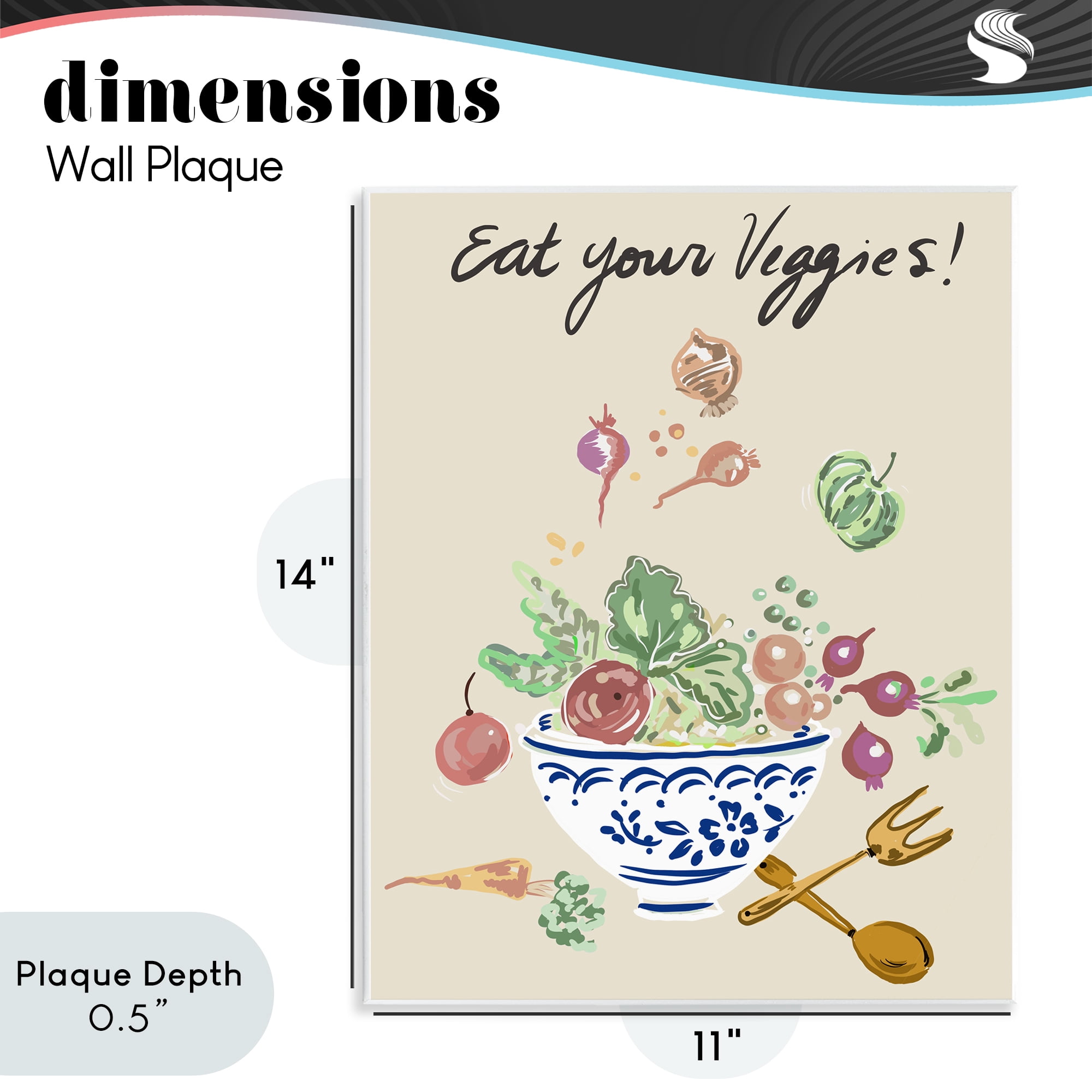 Stupell Industries Eat Your Veggies Bowl Wall Plaque Art, design by Ani Del Sol