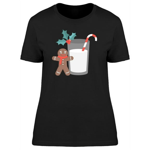 Xmas Gingerbread And Milk T-Shirt Women -Image by Shutterstock, Female Small