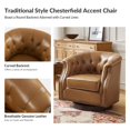 thumbnail image 5 of Genuine Leather Accent Chairs with 360-Degree Swivel Base Nailhead Trims Armchairs Set of 2 Apartment Camel, 5 of 7