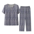thumbnail image 2 of DDAPJ pyju Two Piece Summer Outfits for Women Plus Size Cotton Linen Sets Trendy Printed T Shirts and Wide Leg Pants Matching Set 2025 Resort Wear Ofertas Flash Blue XL, 2 of 8