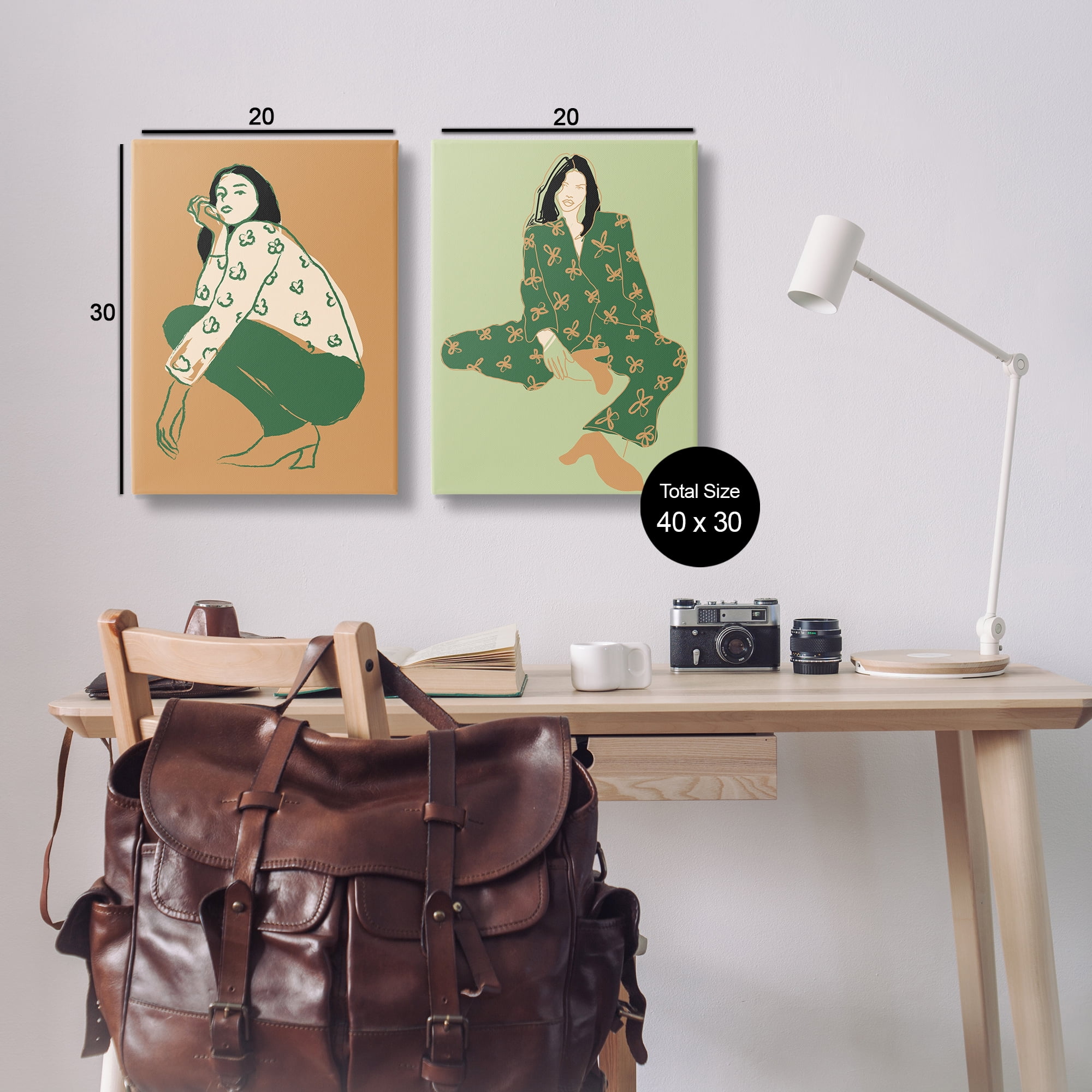 Stupell Industries Woman Stooping Sitting Pose People Painting Wrapped Canvas Art Print Wall Art, 20 x 30, Set of 2