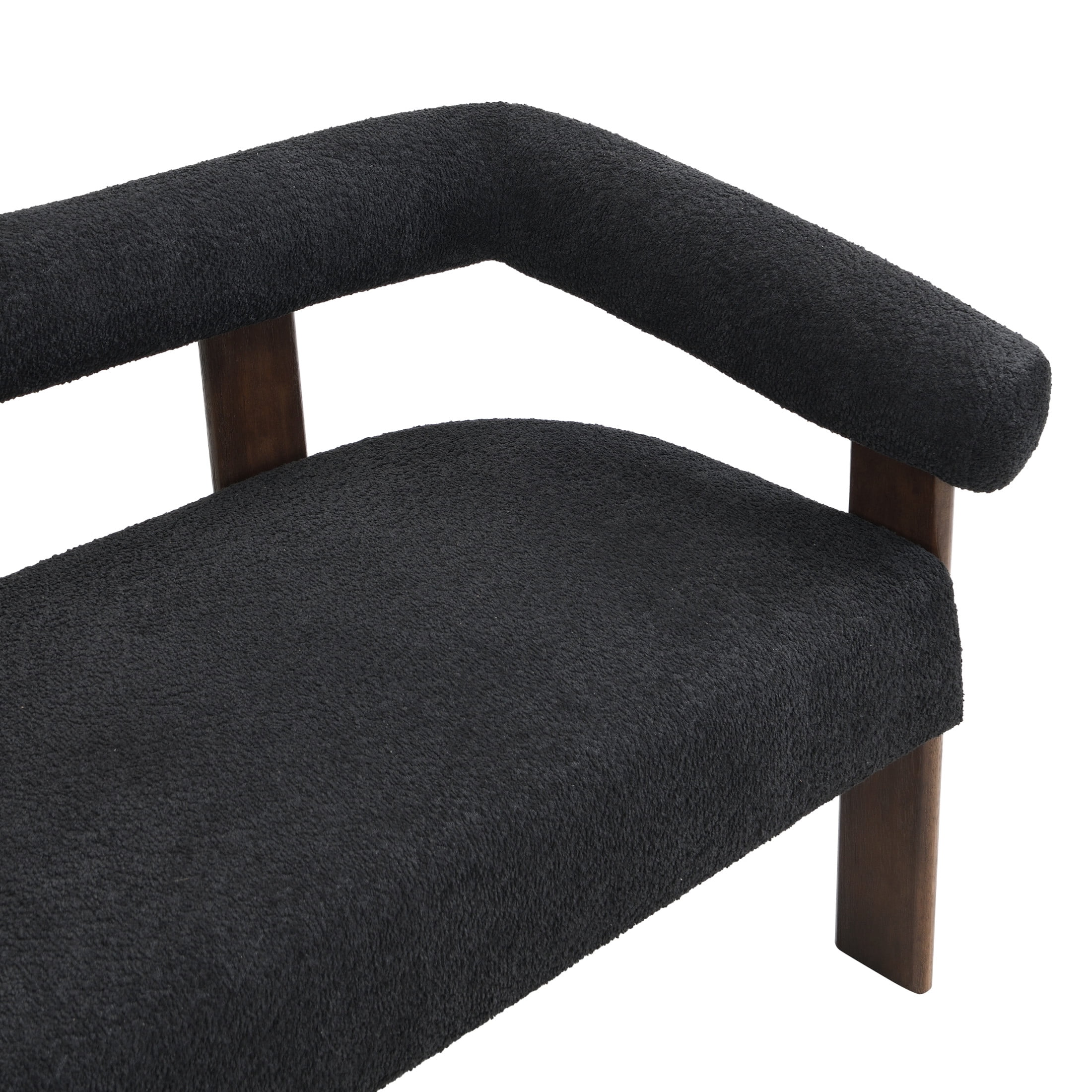 Christopher Knight Home 53" Curved Arm Upholstery Loveseat, Wood Frame, Modern Accent Sofa, Black+Brown