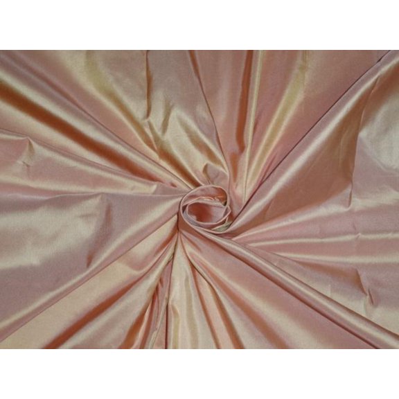 100% PURE SILK TAFFETA FABRIC IRIDESCENT CANDY PINK LIGHT GOLD 54quot; wide by they yard TAF247