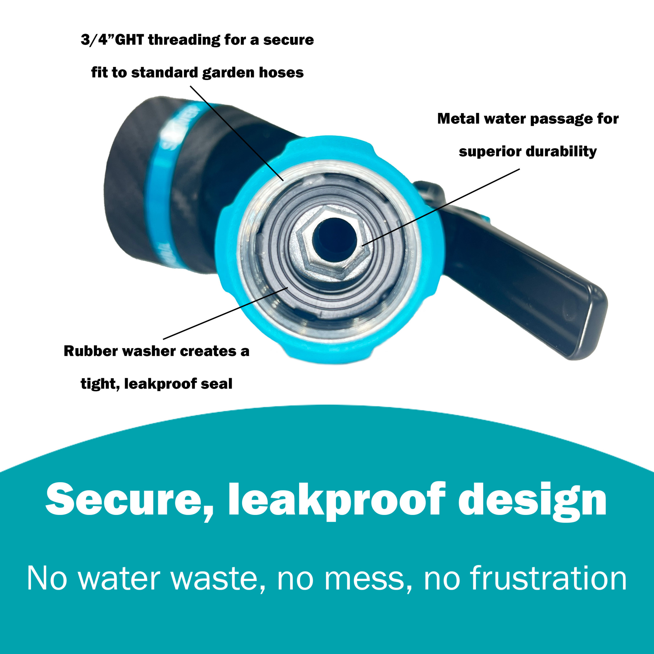 Gilmour Heavy Duty Swivel Connect Adjustable Hose Nozzle, Jet to Mist, Front Trigger Control, Ergonomic Non-Slip Grip