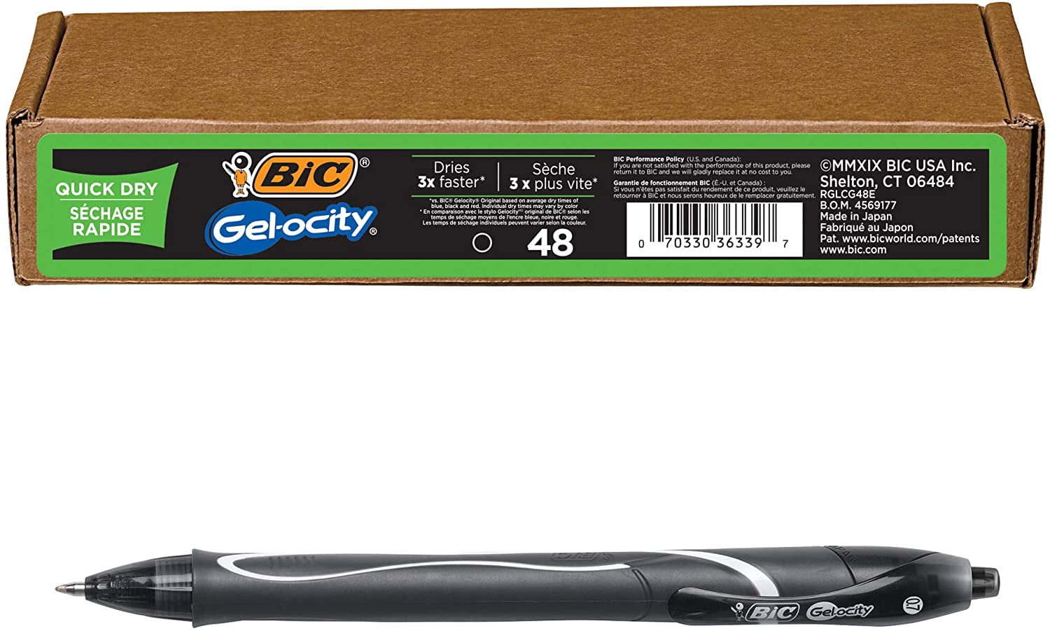 BIC Gel-ocity Quick Dry Gel Pens, Black, 48 Count