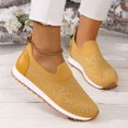 thumbnail image 3 of Dakaela Women's Mesh Walking Shoes Rhinestone Glitter Slip on Sock Sneakers Running Tennis Shoes Yellow 9.5, 3 of 7