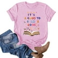 thumbnail image 2 of Women's Summer Clothes Short Sleeve Loose Fit Flowy Tunic Tops Vintage Fashion 2024 Flora Book Graphic Tees Book Lover T shirts Round Neck Blouse Dressy Casual Tops for Lady Pink T Shirts M, 2 of 3