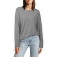 thumbnail image 2 of Annhoo Long Sleeve Shirts for Women Fall Casual Crewneck Knitted Ribbed Tees 2024 Fashion Solid Color Clothes, 2 of 9