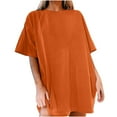 thumbnail image 1 of Kovlvoll T-Shirts Surdimensionnés pour Femmes Manches Courtes Col Rond T-Shirts Été Amples Décontractés Hauts 2025 Couleur Unie T-Shirts Basiques, 1 of 7