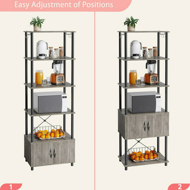 COVAODQ 5 Tier Pantry Storage Cabinet Baker Racks for Kitchen with Storage  Microwave Rack