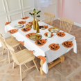 thumbnail image 3 of White Halloween Pumpkins Rectangle Tablecloth 60"x120",Waterproof Polyester Rectangle Table Cloth, Wipeable Spillproof Polyester Tablecloth for Dining, Camping, Indoor and Outdoor, 3 of 6