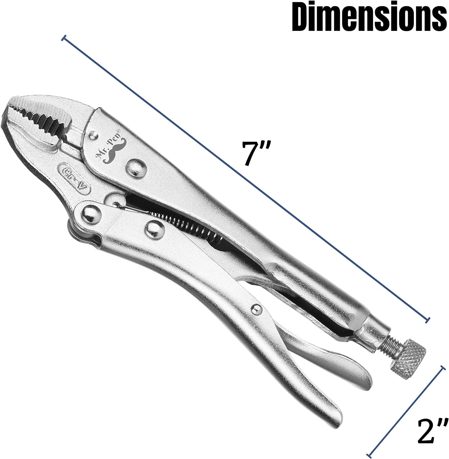 - 7 Inch Curved Jaw Alloy Steel Locking with Wire Cutter and Adjustable Wrench