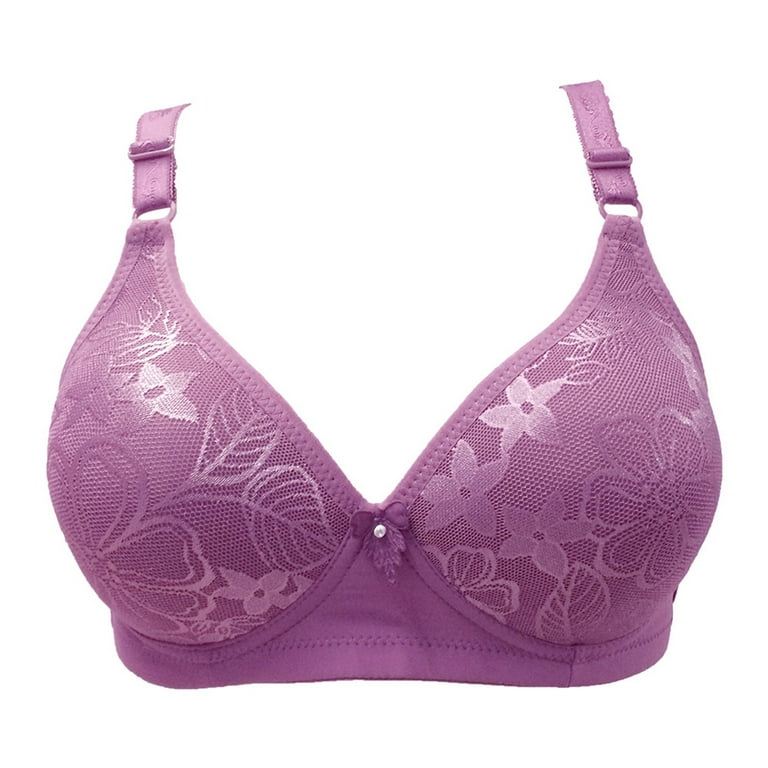 XFLWAM Comfortable Bras for Women Push Up Soft Everyday Padded Bra No  Underwire Adjustable Straps Underwear Bras Purple L