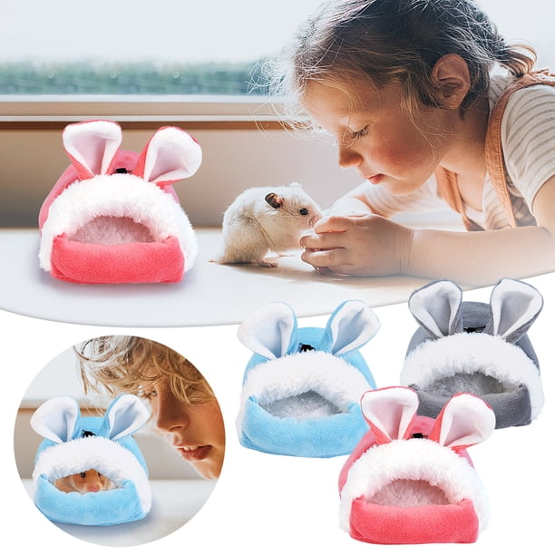 Xihbxyly Mini Nido para Hámster, Acogedor Diseño de Oso de Algodón, Cama de Invierno Cálida y Desmontable, Ideal para Hámsteres Enanos, Ratones y Animales Pequeños. Ideal para Jugar En Interiores, Es