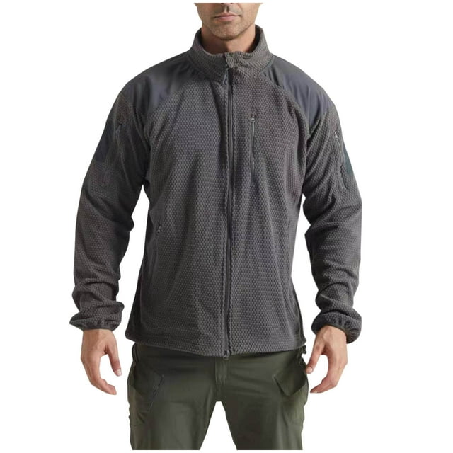 LOVZFMLL Jackets for Men's Stand Up Collar Zipper Pocket Splicing Fleece Jacket For Warmth