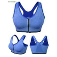 thumbnail image 4 of BadPiggies Women Zip Front Sports Bra Wireless Post-Surgery Bra Removable Pad Tank Top Active Yoga Racerback Sports Bras (L, Blue), 4 of 10