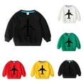 thumbnail image 3 of Odeerbi Kids Boys Girls Cotton Crewneck Sweatshirts Fall Winter Airplane Print Pullover Sweatshirt 2-10 Years Fashion Long Sleeve Sweatshirt Top Kids Clothes Black, 3 of 3