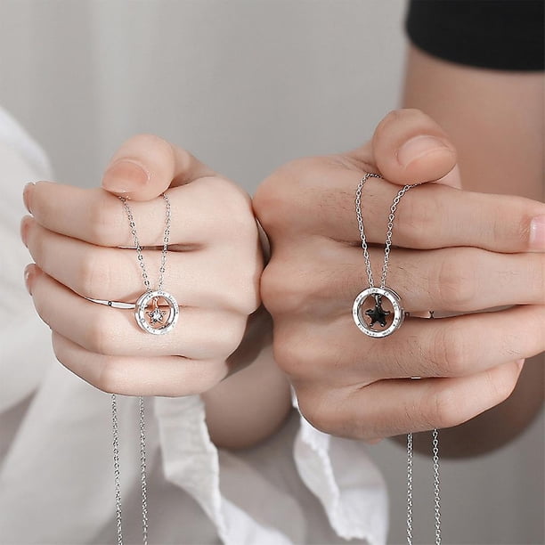 Male Collar de pareja con dijes para el día de San Valentín, joyería con colgante de estrella hueca creativa