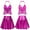 Pink, variant on Women Belly Costume Shiny Sequin Camisole Vest with Ruffled Skirt Dancewear 2pcs Pole Dance Suit Clubwear