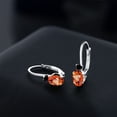 thumbnail image 4 of Gem Stone King 925 Sterling Silver Orange Sapphire and Black Diamond Leverback Earrings for Women (1.17 Cttw, Gemstone September Birthstone, Oval 6X4MM, Round 2MM, 3/4 inch), 4 of 5